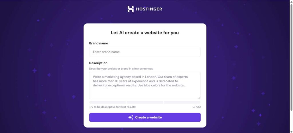 Hostinger AI Builder Description Page