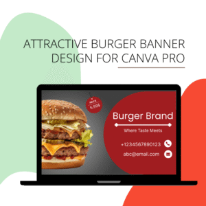 Attractive burger brand design for canva pro