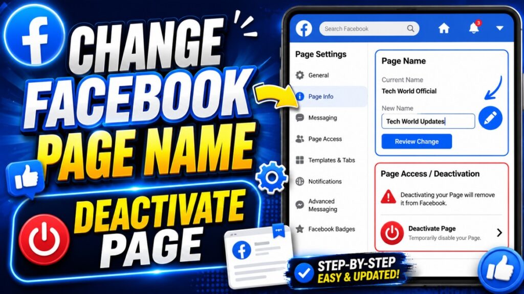 How to Change Your Facebook Page Name and Deactivate a Facebook Page