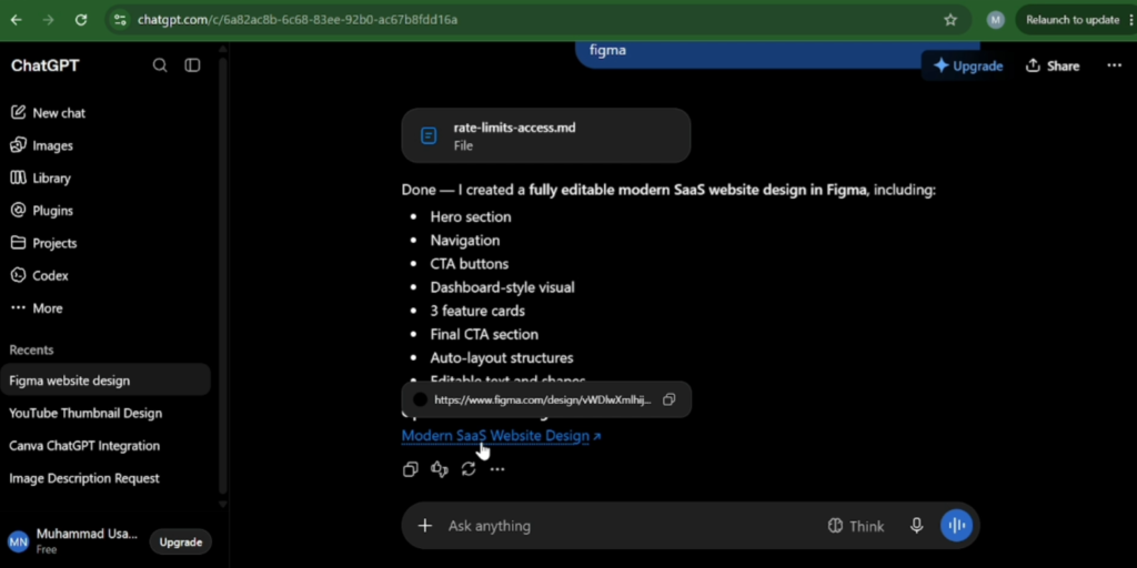 saas website after figma connect with chatgpt